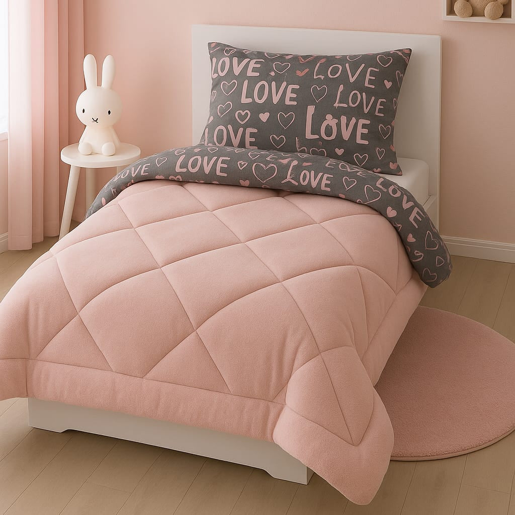 Pudra  Love  Desen Tek   Kişilik Welsoft Uyku Seti
