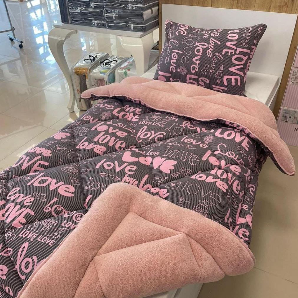 Pudra  Love  Desen Tek   Kişilik Welsoft Uyku Seti