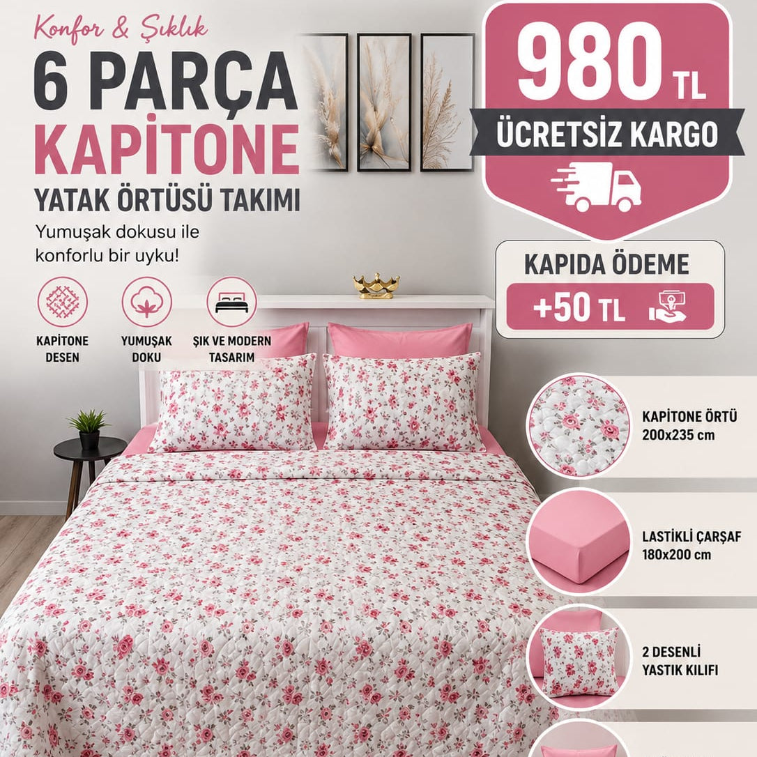 Çift Kişilik Yazlık Kapitone Pike Takımi