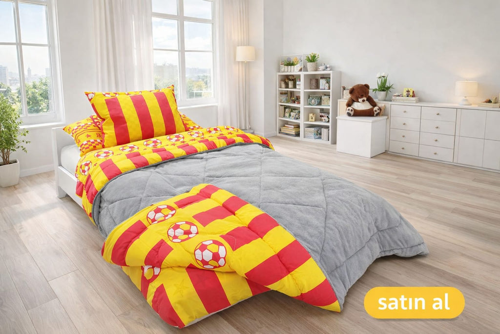 Galatasaray Desen Tek   Kişilik Welsoft Uyku Seti Çarsafi Desenli