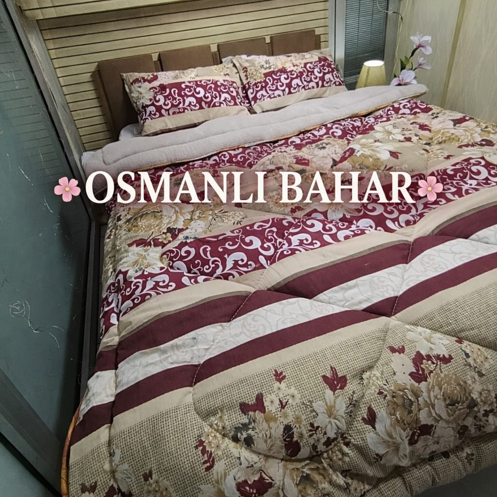 Bej Osmanlı  Desen Çift Kişilik  Welseoft Yorgan Seti