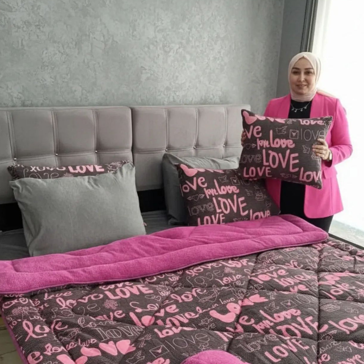 Mor  Love Desen Welseoft Yorgan Seti